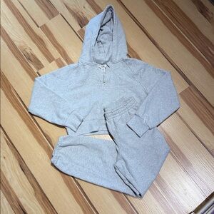 Athleta Light Gray Cropped Hoodie and pants